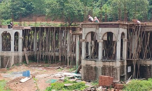 Villa construction progress at the development site